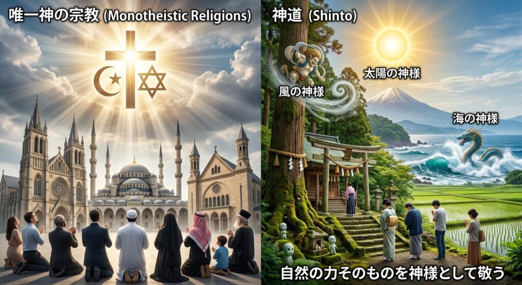 自然の力そのものの神社の神　唯一神との違い