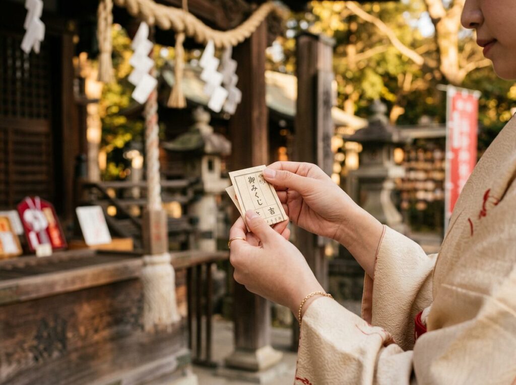 おみくじを手に取る