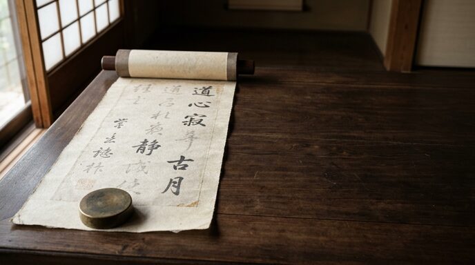 古い和紙に墨で書かれた言葉