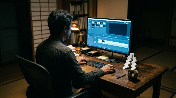 深夜の編集作業