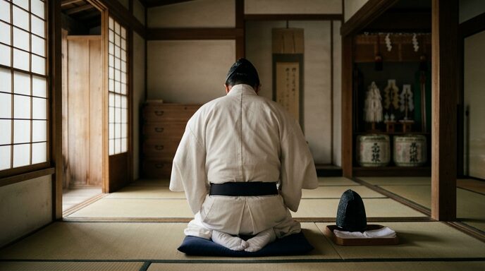 神職が拝殿に立つ前の静けさ