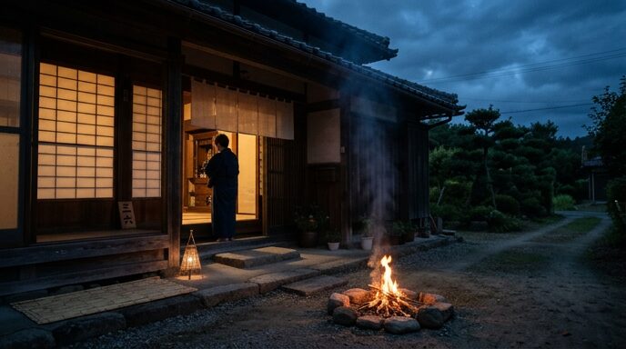 夕暮れの迎え火