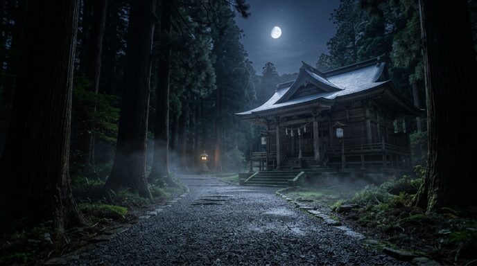 夜の神社の境内