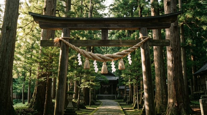 注連縄が張られた神社の結界の様子