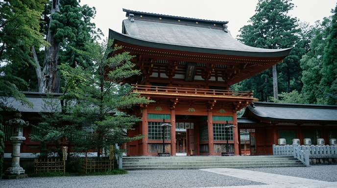 香取神宮の朱塗りの楼門