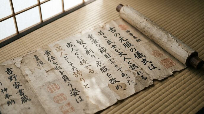 古い和紙に記された儀礼の記録